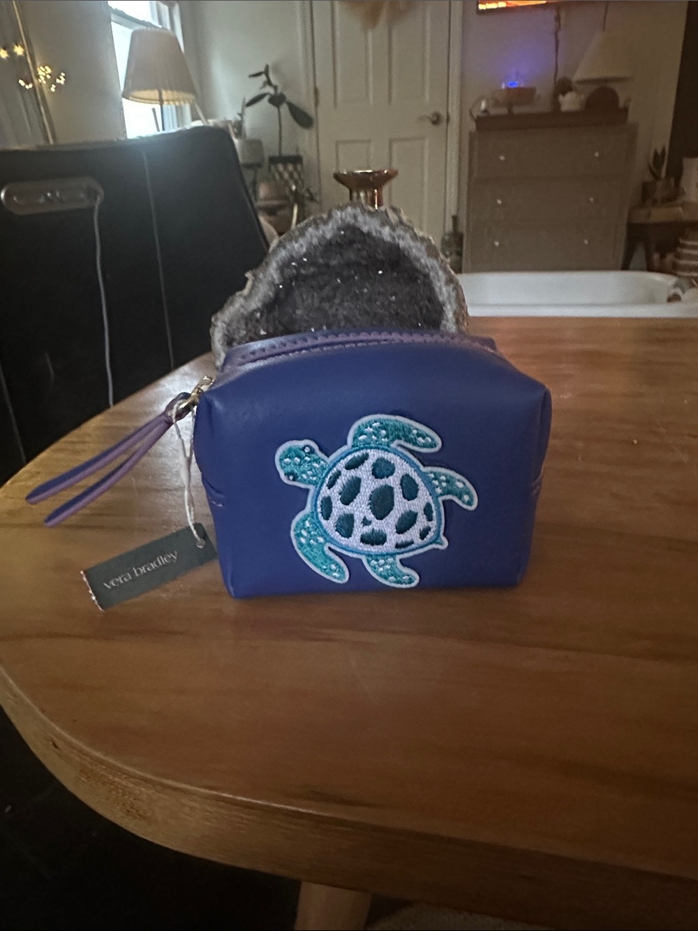 Vera Bradley Sea Turtle Cosmetic Pouch in Bright Blue with Teal Accents NWT